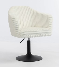 HR832N Scaun Alb Teddy Cord cu Bază Neagră