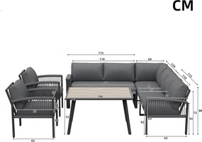 Set de lounge pentru grădină pentru 8 persoane, Gri | Aosom Romania