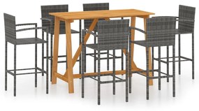 3067973 vidaXL Set mobilier bar de grădină, 7 piese, gri