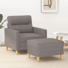 vidaXL Fotoliu canapea cu taburet, taupe, 60 cm, material textil