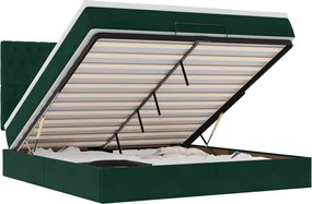 vidaXL Cadru de pat otoman cu saltele, catifea verde închis 180x200cm