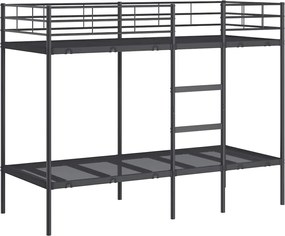 vidaXL Pat supraetajat fără saltea negru 75x190 cm oțel