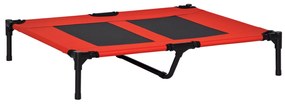 PawHut Pat pentru Câini Înălțat, Pat Mare Pentru Câini de Călătorie cu Greutate de Până la 30 kg, 91,5x76,2x18 cm, Roșu | Aosom Romania