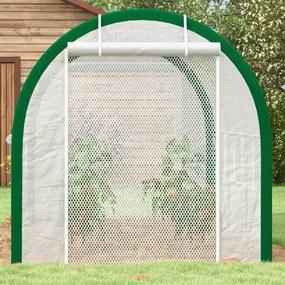 Outsunny Sere tunel, sera, usi cu fermoar, ferestre cu plasa, cadru metalic, 3,5 x 2 x 2m, alb | Aosom Romania