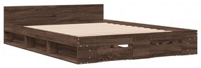 3280768 vidaXL Cadru de pat cu sertare, stejar maro, 140x190 cm lemn prelucrat