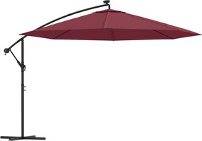 vidaXL Umbrelă în consolă de grădină cu LED-uri, roșu bordo, 350 cm