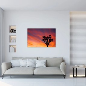 Tablou apus de soare deasupra siluetei unui copac (90x60 cm)