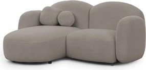 Colțar gri cu tapițerie din țesătură bouclé (cu colț pe partea stângă/cu șezlong) Orbit – Ropez