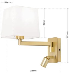 Orion WA 2-1469/1- Lampă LED de perete CARLTON 1xE27/40W/230V + LED/3W alb/auriu