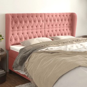 3118357 vidaXL Tăblie de pat cu aripioare, roz, 183x23x118/128 cm, catifea