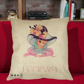 Perna Personalizata Zodie Fecioara, 40x40 cm, Crem, Husa Detasabila, Perna Inclusa, BEKZ®