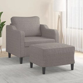 vidaXL Fotoliu canapea cu taburet, taupe, 60 cm, material textil