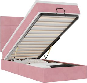 vidaXL Cadru de pat otoman cu saltele Roz 100x200cm catifea