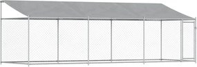vidaXL Cușcă câini cu acoperiș și uși, gri, 6x2x2 m, oțel galvanizat