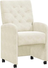 vidaXL Scaune de dining cu roți 2 pcs Crem 58 x 67 x 97 cm Catifea