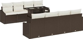 vidaXL Set de canapele pentru grădină 7 pcs Maro și Crem poliratan
