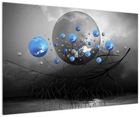 Tabloul cu bile abstracte albastre (90x60 cm)