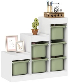 AIYAPLAY Mobilier de depozitare pentru jucării pentru copii cu 6 coșuri detașabile, 3 niveluri de depozitare, 96 x 38,5 x 90, verde | Aosom Romania