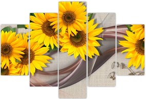 Tablou - Flori strălucitoare de floare soarelui (150x105 cm)