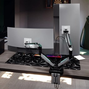 Suport dublu pentru monitoare de 49 de inchi, gri-negru RGB X-Arm Dual