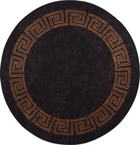 vidaXL Covor lavabil, negru și auriu, Ø 200 cm