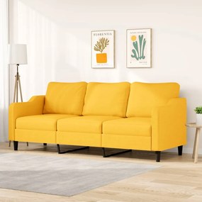 348966 vidaXL Canapea cu 3 locuri, galben deschis, 210 cm, material textil