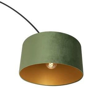 Lampă cu arc cu abajur din catifea neagră verde cu auriu 50 cm - XXL