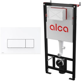 Set rezervor WC cu cadru incastrat Alca AM101/1120 si clapeta de actionare Thin M576 alb mat