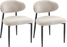 HOMCOM Scaune pentru sufragerie tapițate scaune de bucătărie cu picioare din oțel Bej | Aosom Romania