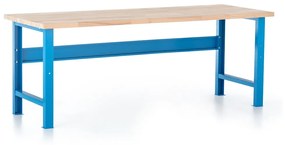 Masa de atelier cu placa frontala 200 x 80 cm, albastru - ral 5012