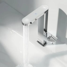 Baterie lavoar Grohe Plus, pipa pivotanta si afisaj LED, ventil click clack
