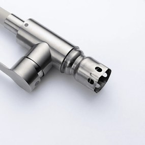 Baterie bucătărie cu pipă flexibilă - 266 oțel inoxidabil Satinat P14A