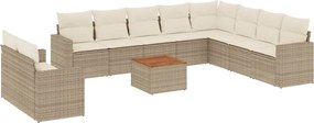 vidaXL Set canapele de grădină cu perne, 11 piese, bej, poliratan