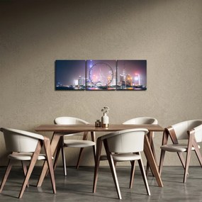 Tabloul Shangai nocturn (cu ceas) (90x30 cm)