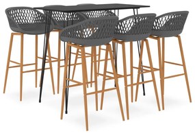 3057394 vidaXL Set mobilier de bar, 7 piese, negru și gri