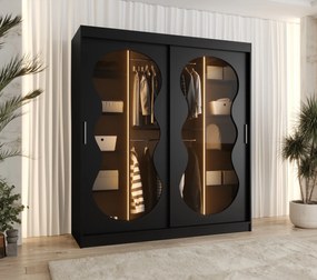 Dulap de haine 180 cm Boomer 3 (Negru) (cu iluminat). 1126282