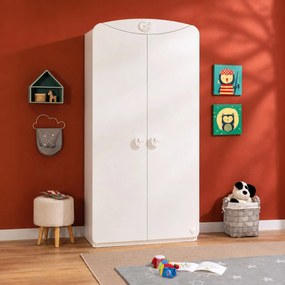 Dulap cu 2 usi, pentru bebe Colectia Baby Cotton White, 101x54x201 cm