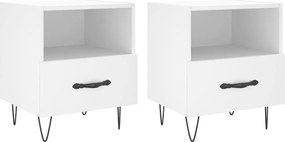 vidaXL Noptiere, 2 buc., alb, 40x35x47,5 cm, lemn compozit