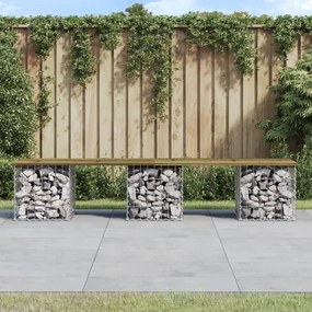 834343 vidaXL Bancă grădină, design gabion, 203x44x42 cm, lemn pin impregnat
