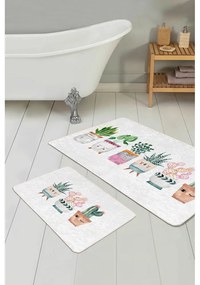 Covorașe de baie albe 2 buc. din catifea 60x100 cm Succulent – Mila Home