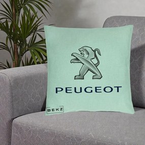 Perna Personalizata cu emblema Peugeot, 40x40 cm, Verde Menta, Husa Detasabila, Perna Inclusa, BEKZ®