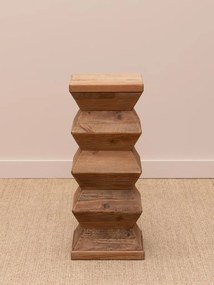 Piedestal sculptat manual din lemn vechi de pin, "Angularis"