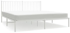 350935 vidaXL Cadru de pat metalic cu tăblie, alb, 180x200 cm