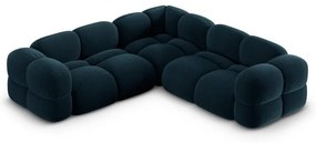 Colțar albastru închis cu tapițerie din catifea Loretto – Cosmopolitan Design