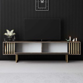 Comoda TV, Hanah Home, Gold Line, 180x30x48 cm, Nuc / Aur