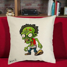 Perna Decorativa Zombie Halloween, 40x40 cm, Ecru, Husa Detasabila, Perna Inclusa, BEKZ®