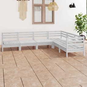 3083005 vidaXL Set mobilier de grădină, 6 piese, alb, lemn masiv de pin