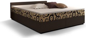 Pat matrimonial Boxspring 140 cm Ceren (motiv + maro închis) ( cu saltea și sp. depozitare). 1046412