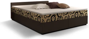 Pat matrimonial Boxspring 180 cm Ceren (motiv + maro închis) ( cu saltea și sp. depozitare). 1046418