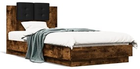 3209972 vidaXL Cadru de pat cu tăblie stejar fumuriu 90x190 cm lemn prelucrat